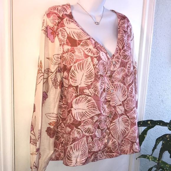 NEW Tahari 100% Linen Pink Floral Button Down Top Size Small - Picture 5 of 15